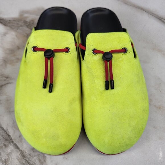 BUSCEMI Neon Suede Clogs Slides Slippers Men's Size 43 Red/Neon/Black - Picture 4 of 13